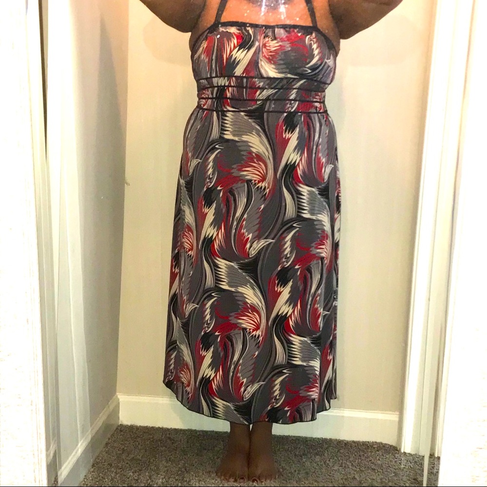 Ashley Stewart Multi Print Strapless Maxi Dress